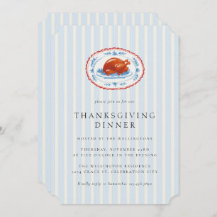Modern Turkey Stripes Thanksgiving Dinner Invitation