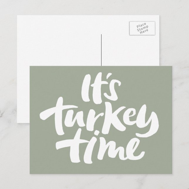 Modern Turkey Time Thanksgiving Invitation Postcard (Front/Back)