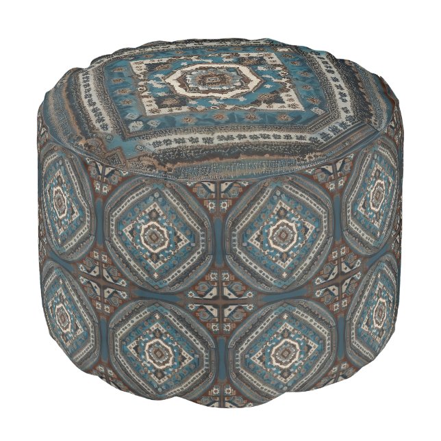 Modern Turkish Beautiful Old Pattern Collection Pouf (Angled Front)