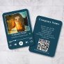 Modern Turqouise QR Code Music Player Song Photo Business Card