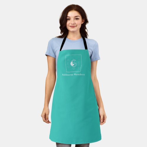 Modern Turquoise  Add Your Logo Business Marketing Apron