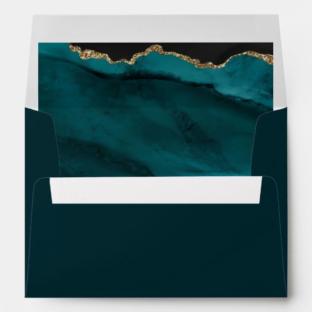   Modern Turquoise Agate Wedding  Envelope (Back (Bottom))
