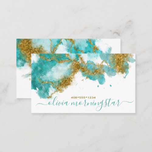 Modern Turquoise and Gold Nugget  Business Card