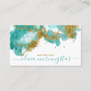 Modern Turquoise and Gold Nugget  Business Card