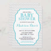 Modern Turquoise and Gray Chevron Baby Shower Invitation (Front/Back)