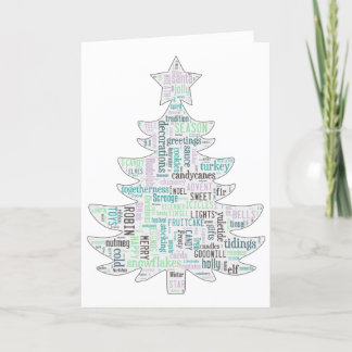 Modern turquoise and mint green Christmas tree car Holiday Card