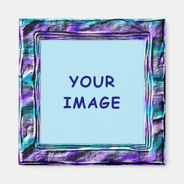 Modern Turquoise and Purple Faux Border Magnet (Front)