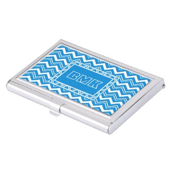 Modern Turquoise And White Zigzag Pattern Business Card Case by anuradesignstudio at Zazzle