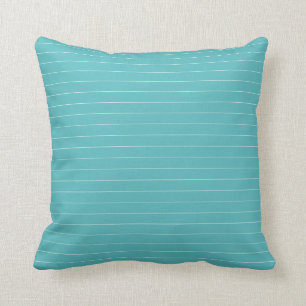 Modern Turquoise Aqua Blue Thin Stripes Pattern Throw Pillow