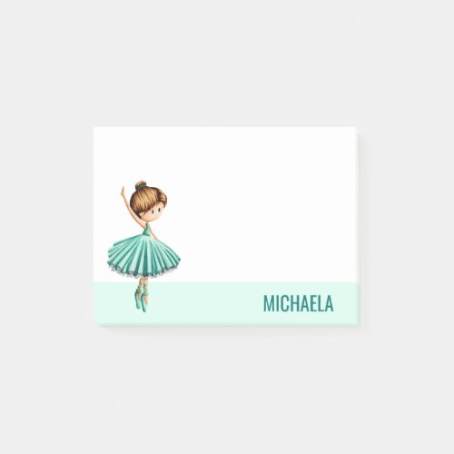 Modern Turquoise Ballet Dancer with Tutu Post_it Notes