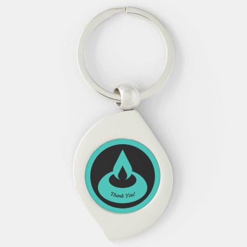 Modern Turquoise  Black Oil Light Thank You Keyc Keychain