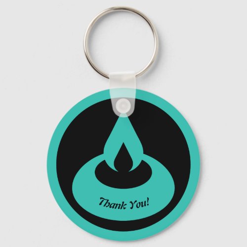 Modern Turquoise  Black Oil Light Thank You Keychain