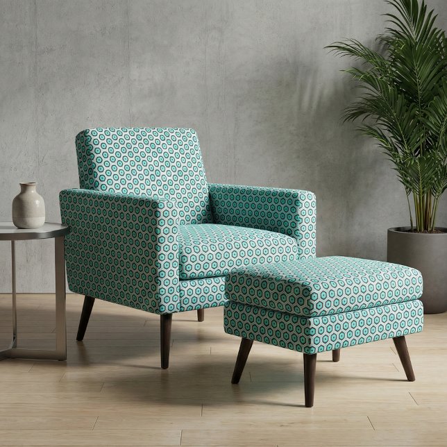 Modern Turquoise Black White Hexagon Honeycomb  Fabric (Creator Uploaded)