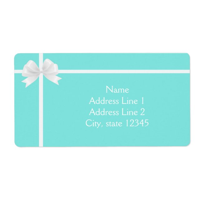 Modern Turquoise Blue Diamond Bow Box Elegant Label (Front)