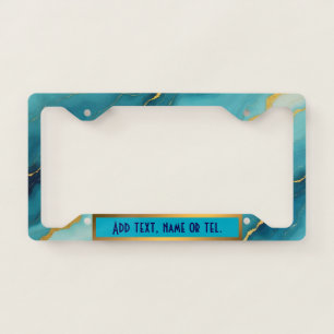 Modern Turquoise Blue Gold Marble Collection License Plate Frame