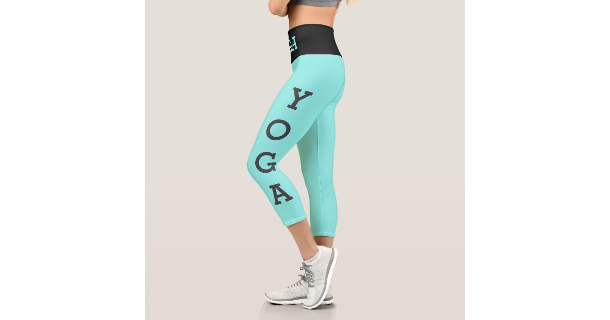 Women's Leggings, Yoga Leggings, Turquoise Blue, Graphic Print