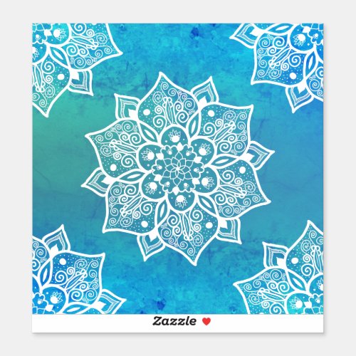 Modern turquoise blue ombre watercolor mandala sticker