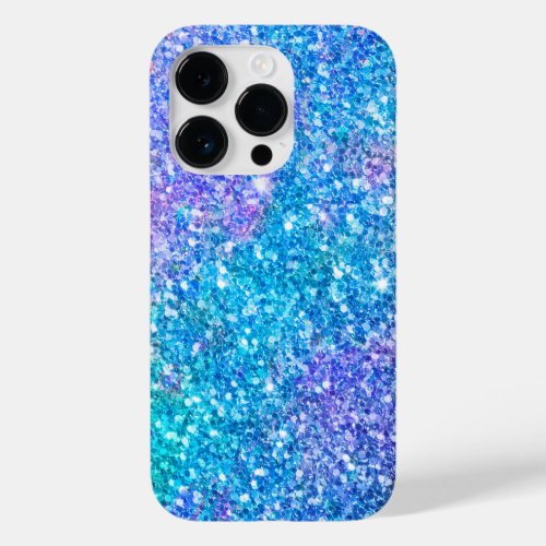 Modern Turquoise_Blue  Purple Glitter Print Case_Mate iPhone 14 Pro Case