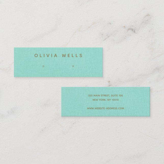 Modern Turquoise Blue Stud Earring Display Mini  Business Card (Front/Back)