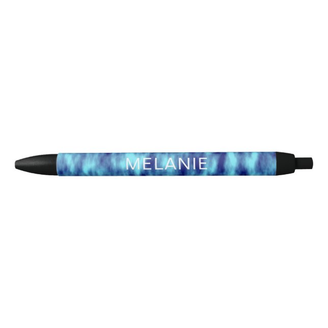 Modern turquoise blue tie dye name pen (Front)