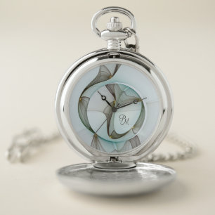 Modern Turquoise Brown Elegance Initials Pocket Watch