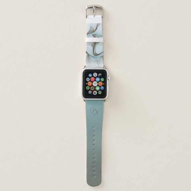 Modern Turquoise Brown Gold Elegance Initials Apple Watch Band (Front)