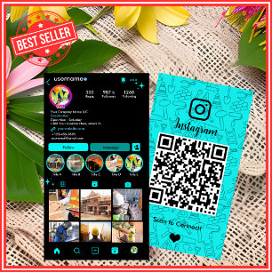 Modern Turquoise Building & Construction Instagram Business Card