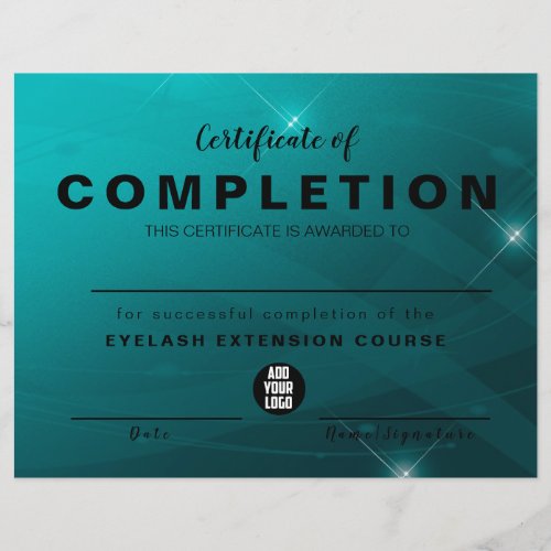 Modern Turquoise Certificate of Completion