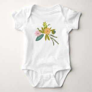 Modern Turquoise  Chartreuse Damask Wedding Baby Bodysuit
