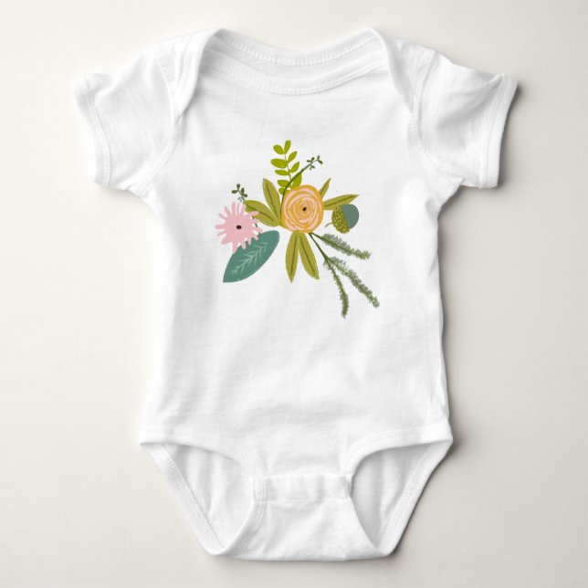 Modern Turquoise  Chartreuse Damask Wedding Baby Bodysuit (Front)