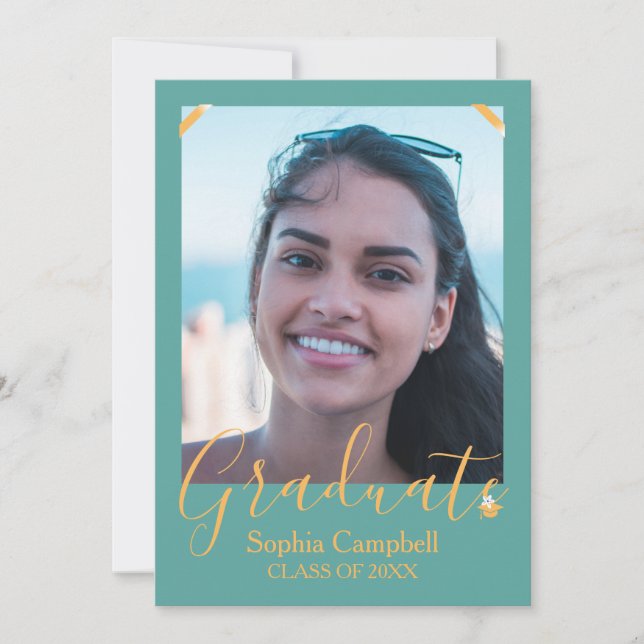 Modern Turquoise color Graduation Invitation (Front)