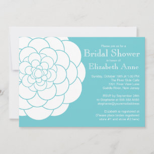 Modern Turquoise Dahlia Bloom Floral Bridal Shower Invitation