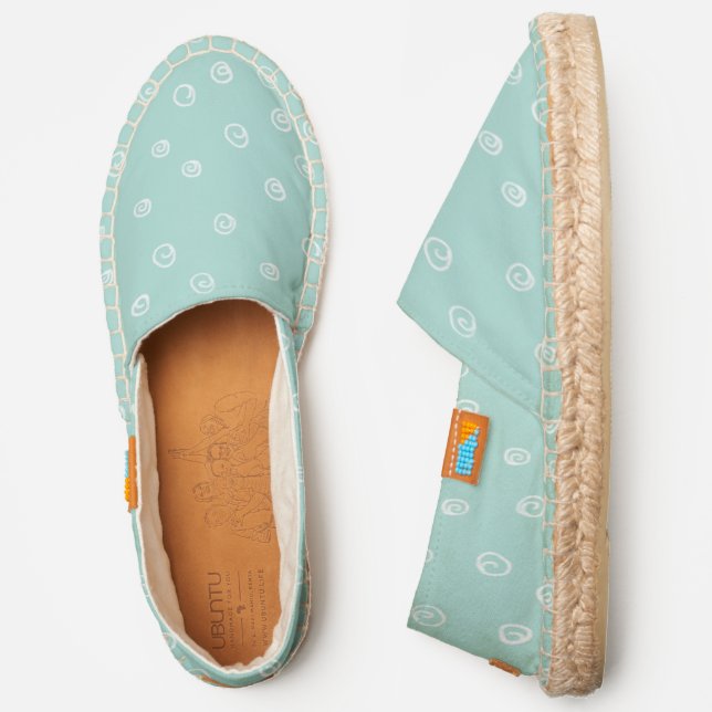 Modern turquoise doodle swirl espadrilles (Side)