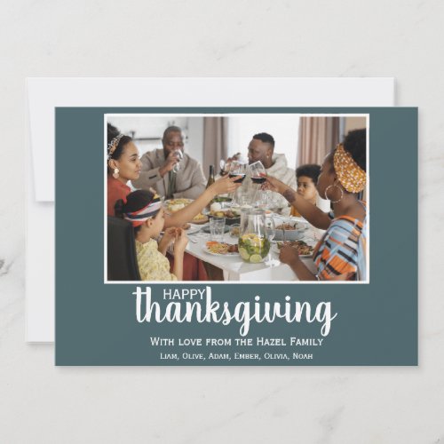 Modern turquoise Family CustomThanksgiving Holiday Card