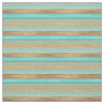 Modern Turquoise Faux Gold Glitter Stripes Pattern Fabric