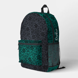Modern Turquoise Floral Paisley Pattern Add Name Printed Backpack