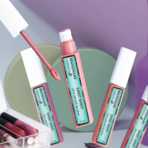 Modern Turquoise Foil Glitter Agate Cute Lip Gloss Labels