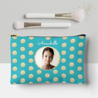 Modern Turquoise Gold Glitter Circle White Script