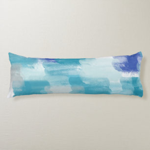 Modern Turquoise & Gray Watercolor Abstract Art  Body Pillow