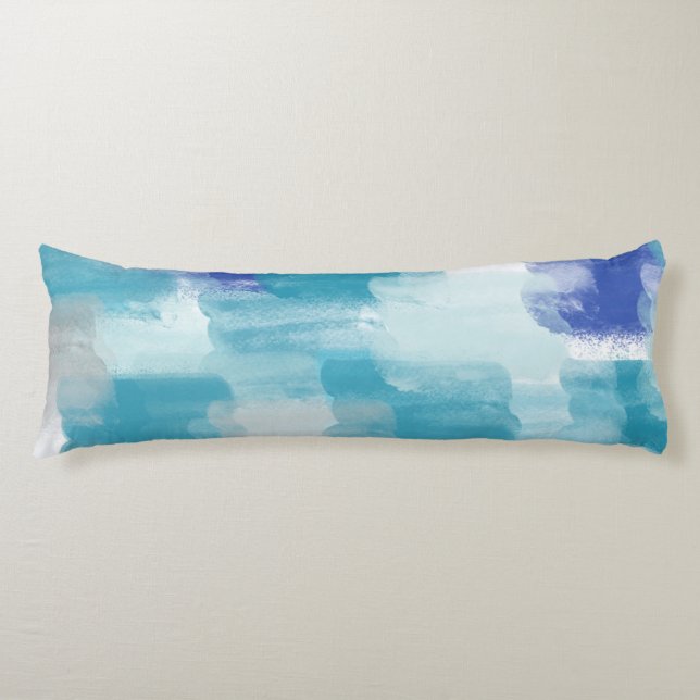 Modern Turquoise & Gray Watercolor Abstract Art  Body Pillow (Front)