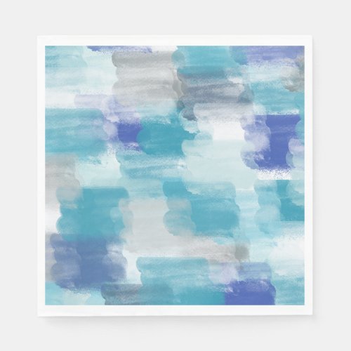 Modern Turquoise  Gray Watercolor Abstract Art  Napkins