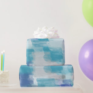 Modern Turquoise & Gray Watercolor Abstract Art  Wrapping Paper