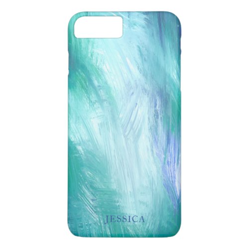 Modern Turquoise Green Blue Abstract Brush Strokes iPhone 8 Plus7 Plus Case