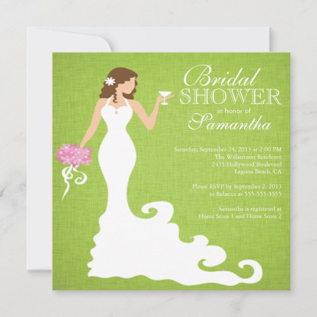 Modern Turquoise Green Bride Wine Bridal Shower Invitation (Front)