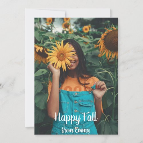 Modern turquoise Happy Fall Photo Custom Holiday Card