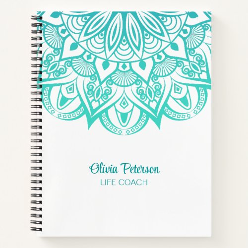 Modern Turquoise Mandala Life Coach Notebook