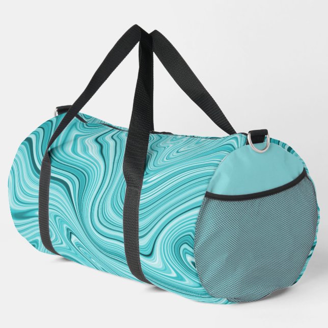 Modern turquoise marble duffle bag (Right Corner)