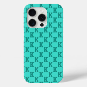 Modern Turquoise Monogram Name Solid Color Teal iPhone 15 Pro Case