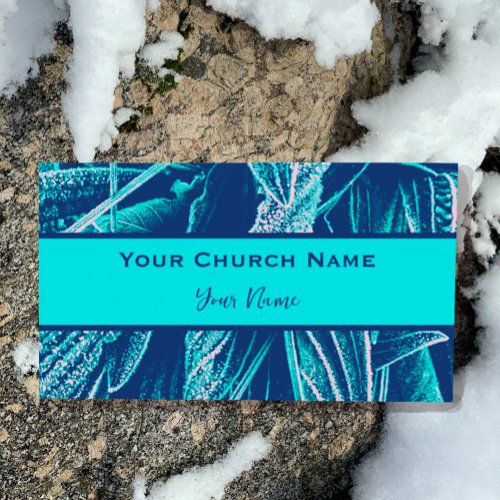 Modern Turquoise Nature Bible Verse Psalms 23  Business Card