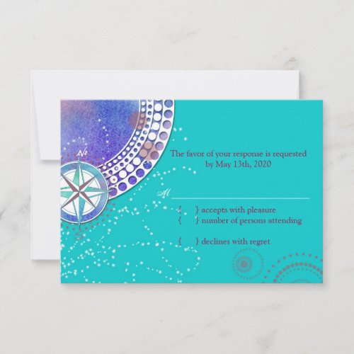 Nautical Stylish Aqua Wedding RSVP